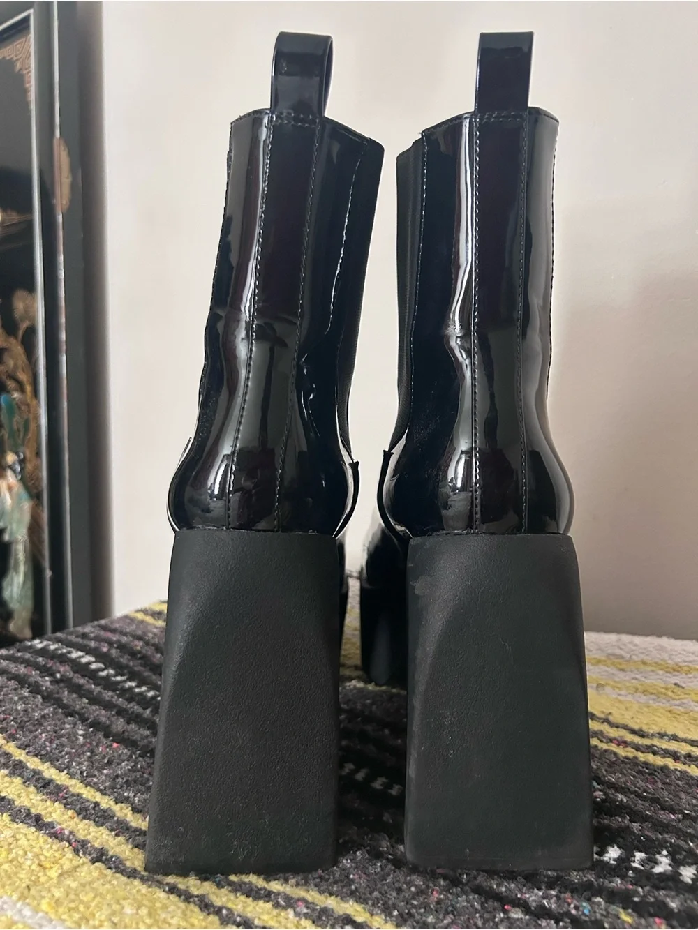 Steve Madden Black Patent Platform Chelsea Boots